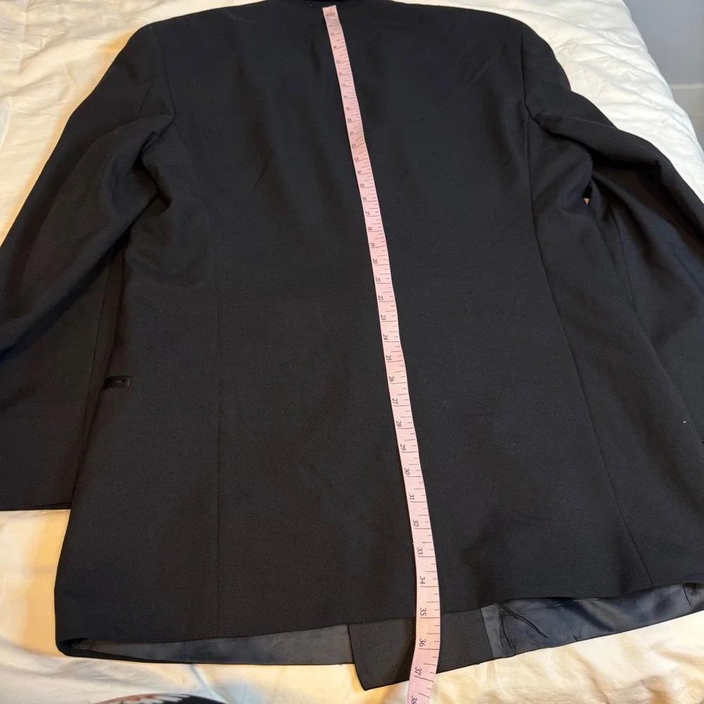 Neil Allyn Mens Black 100% Pure Wool Double Breasted Tuxedo Jacket 46L